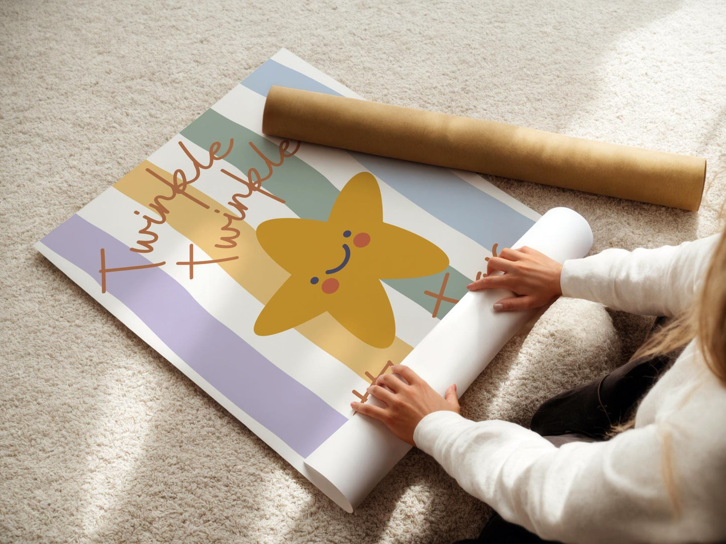 twinkle twinkle little star childrens neutral wall print for nursery, bedroom or playroom