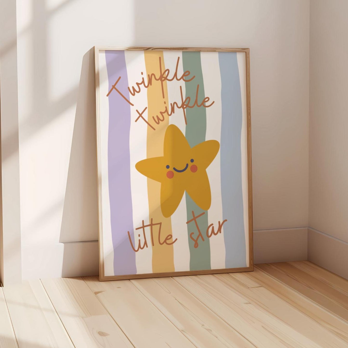 twinkle twinkle little star childrens neutral wall print for nursery, bedroom or playroom