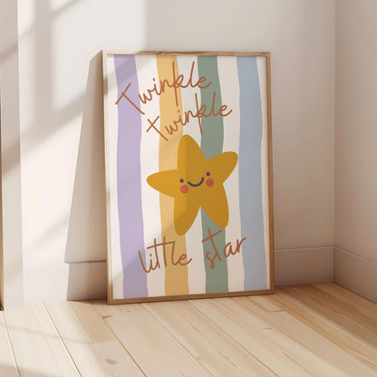 twinkle twinkle little star childrens neutral wall print for nursery, bedroom or playroom