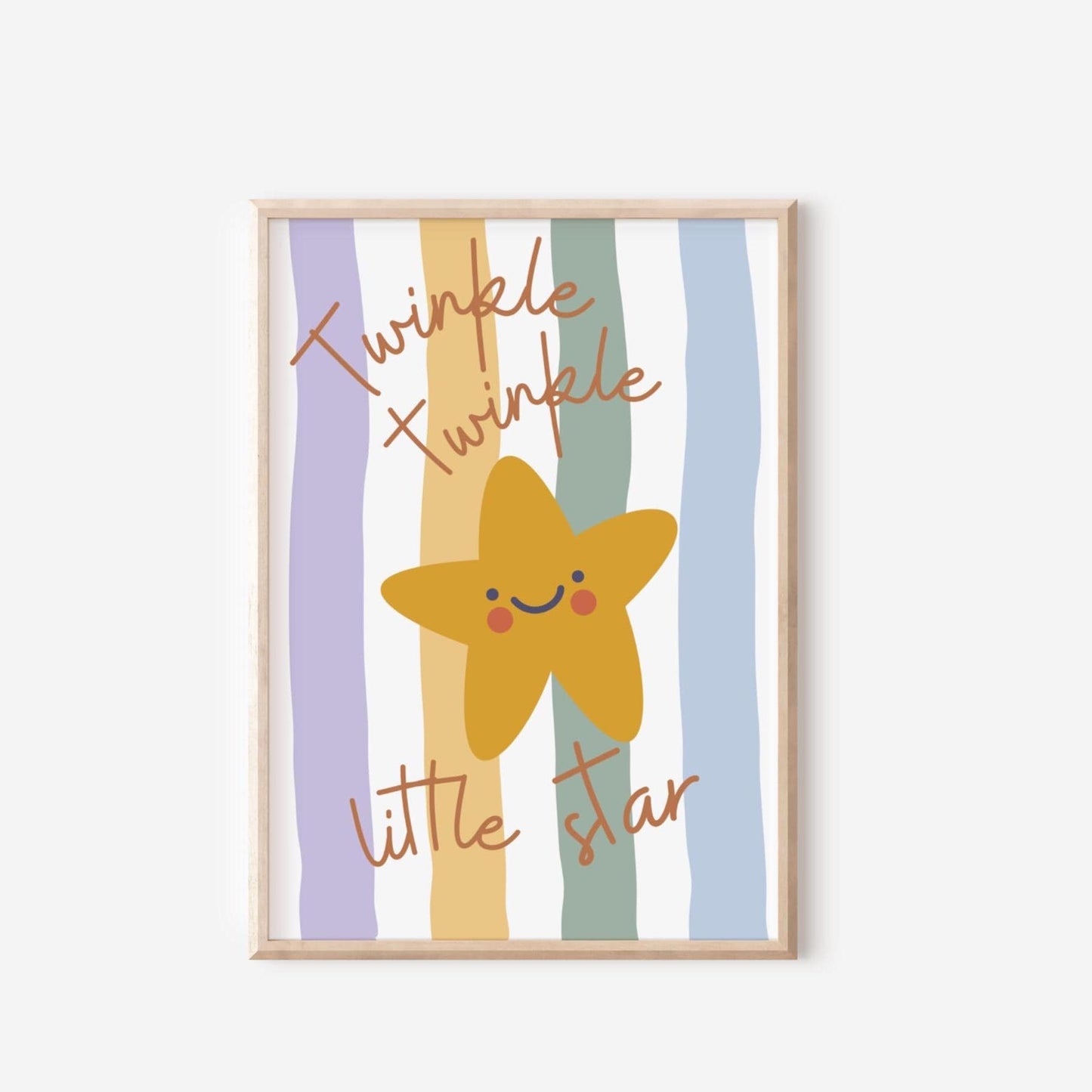 twinkle twinkle little star childrens neutral wall print for nursery, bedroom or playroom