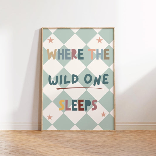 childrens where the wild ones sleep neutral scandi wall art print for childrens bedroom or nursery