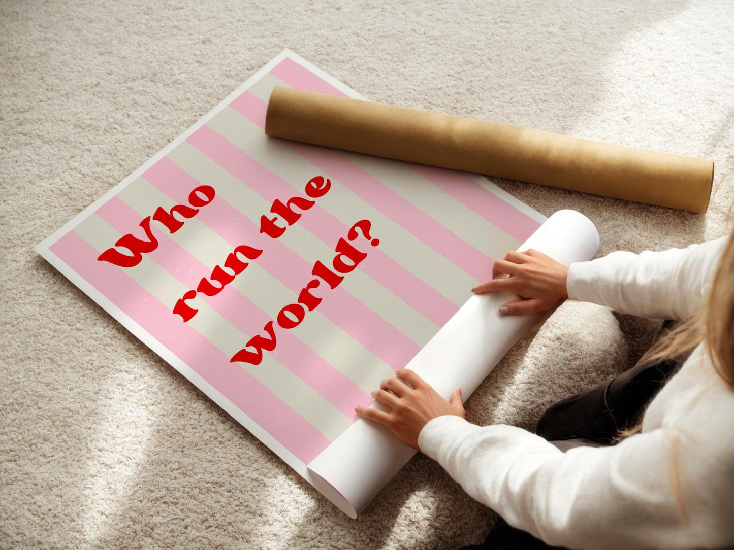 you can be anything pink striped affirmation print for girls bedroom or playroom