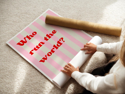 you can be anything pink striped affirmation print for girls bedroom or playroom