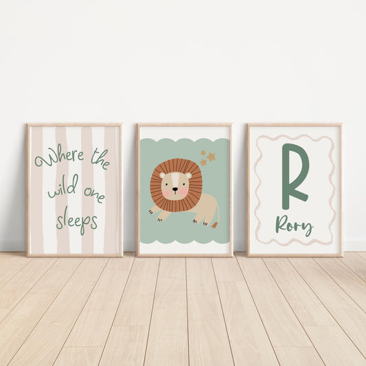 Personalized Neutral Color Nursery Print Set: Scandi Decor