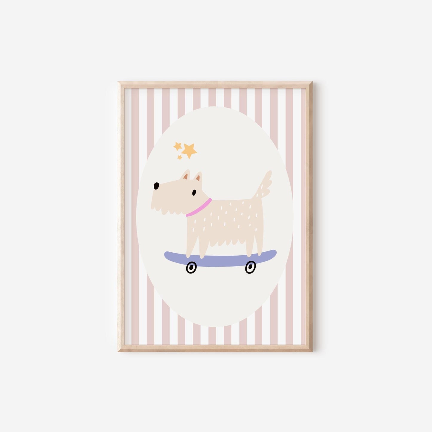 Dog on Skateboard Print, Nursery Playroom Wall Art