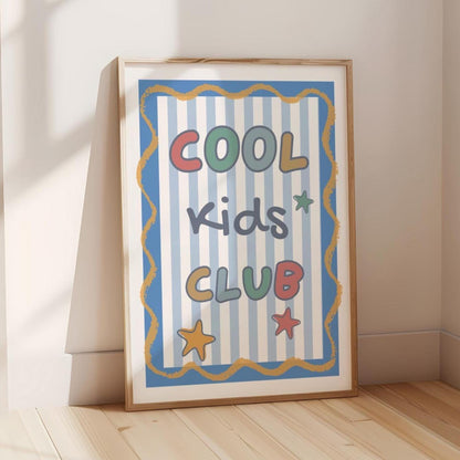 colourful cool kids club childrens wall print for bedroom or nursery