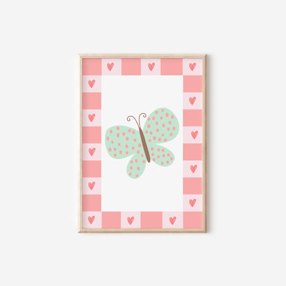 Personalised Floral Butterfly Girl's Nursery Prints: Bedroom Playroom Decor