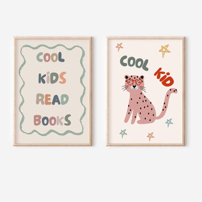 Cool Kids Read Books Lion Nursery Print, Boho Scandi Wall Art