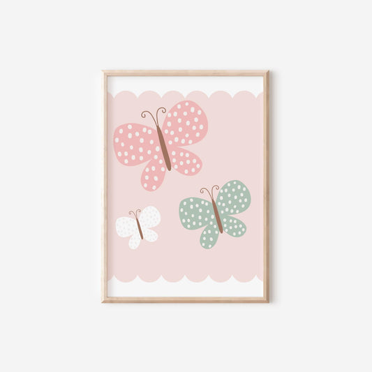 girls personalised floral butterfly scallop border print set for bedroom or nursery