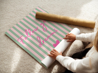 follow your dreams girls positive affirmation wall print for bedroom or nursery
