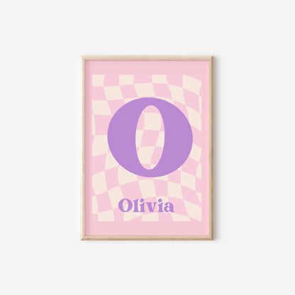 Gallery personalised preppy pink retro wall set for girls bedroom, set of 6 prints