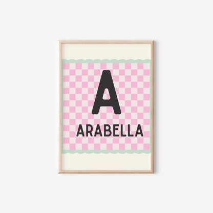 Good vibes girls bubble tea reto personalised name print set for a childrens bedroom