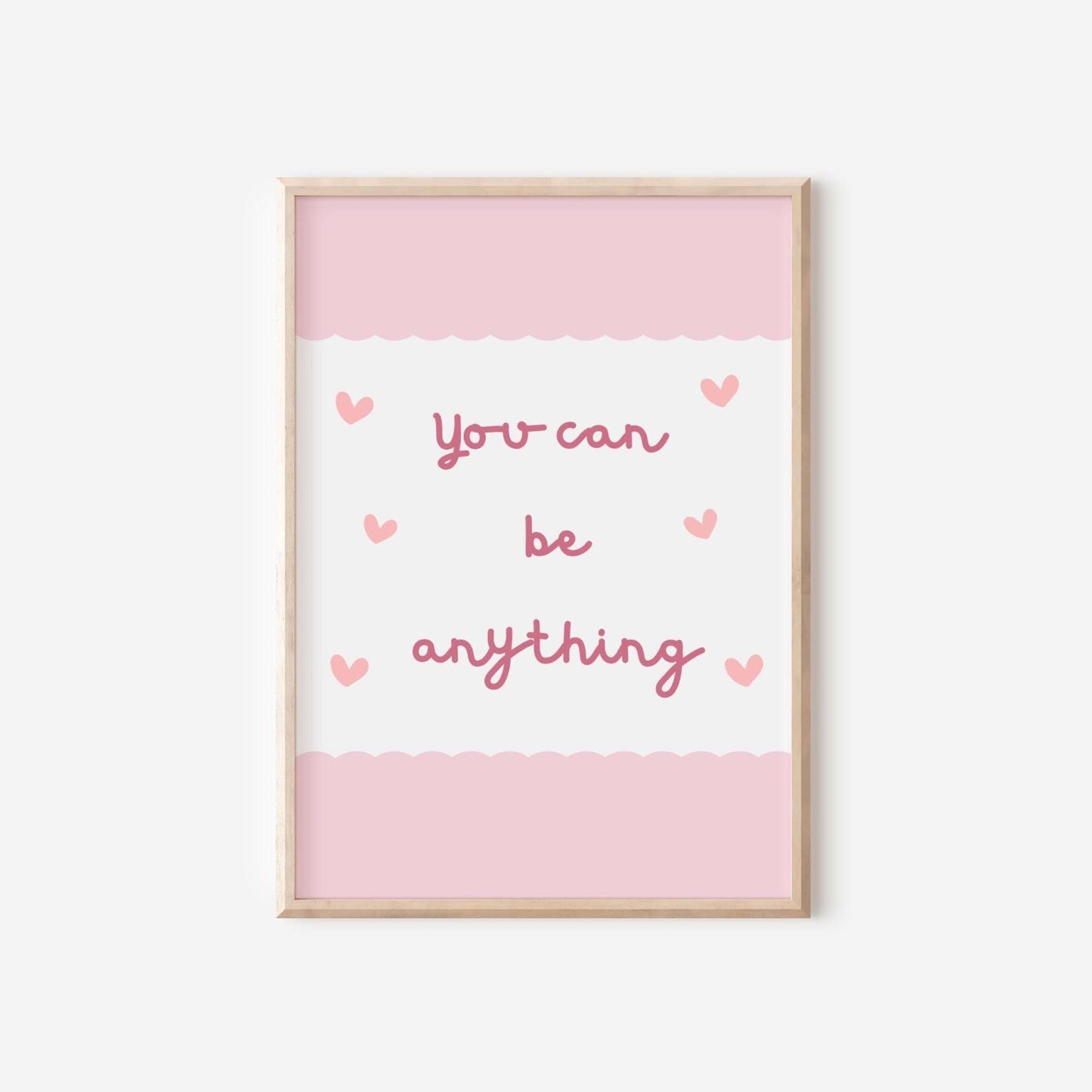 Girls Affirmation Print: Pink Scallop Heart Nursery Decor