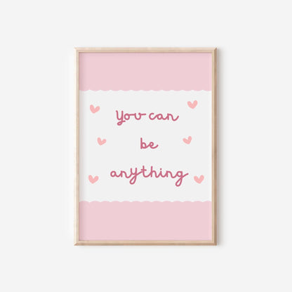 Girls Affirmation Print: Pink Scallop Heart Nursery Decor