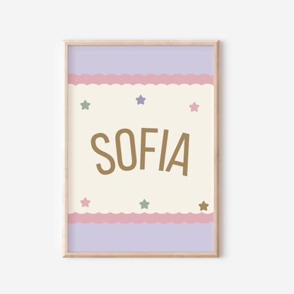 Personalized Girls Name Print: Purple Pastel Nursery Decor