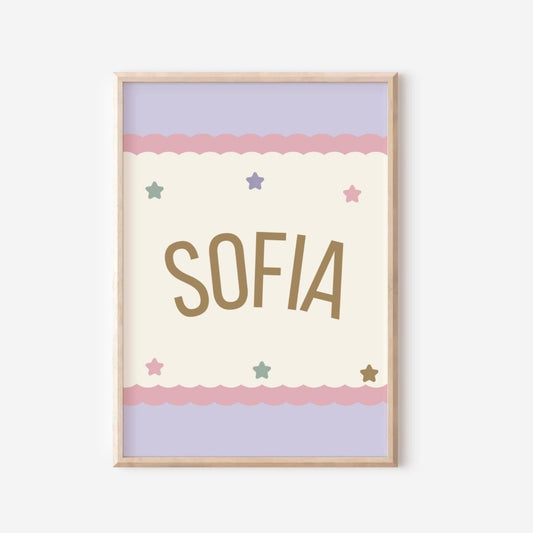 Personalized Girls Name Print: Purple Pastel Nursery Decor