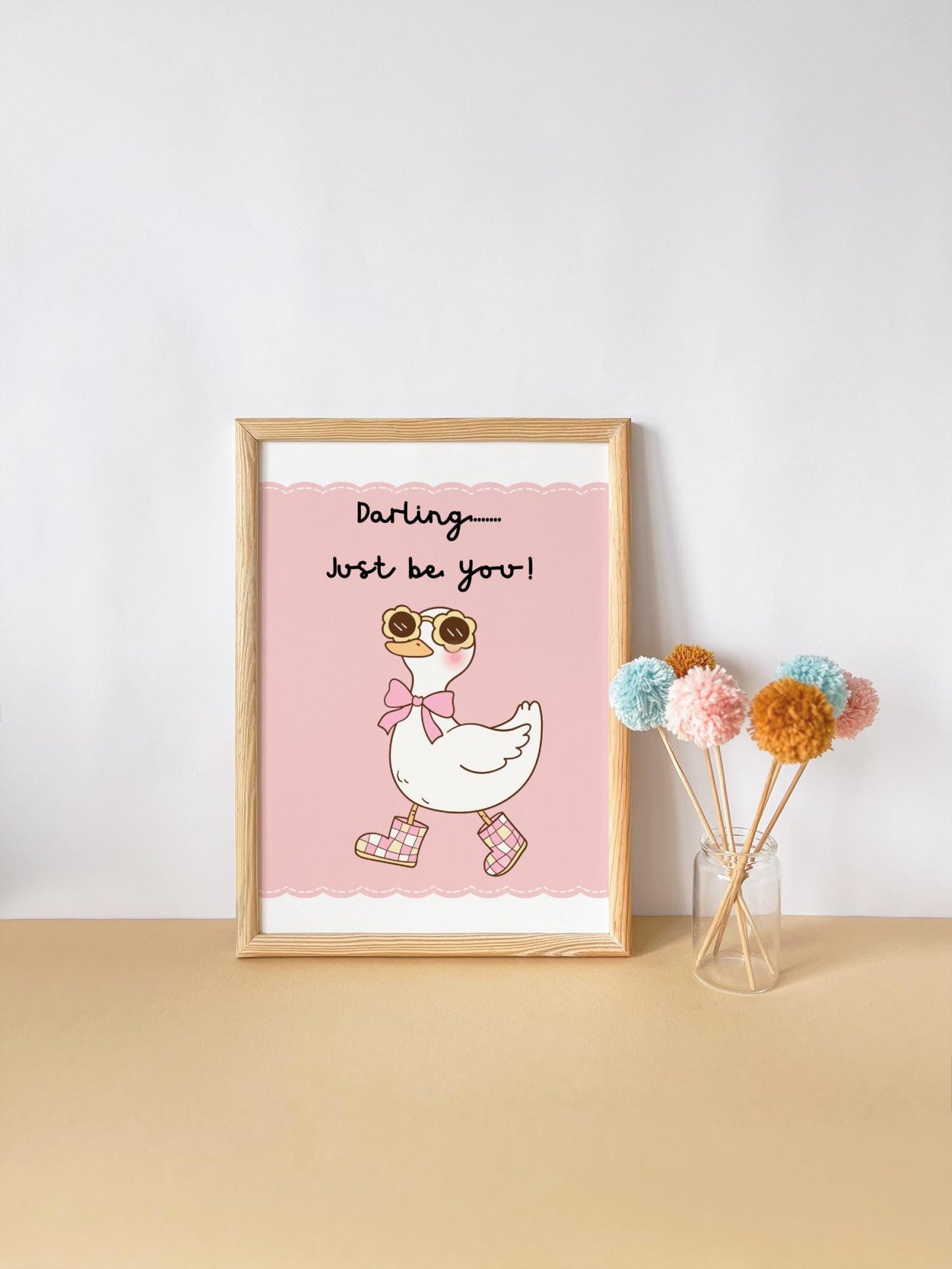 Duck Affirmation Print: "Darling Just Be You" - Girls Room Decor