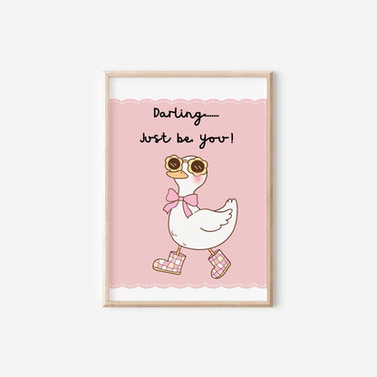 Duck Affirmation Print: "Darling Just Be You" - Girls Room Decor