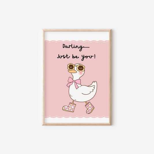 Duck Affirmation Print: "Darling Just Be You" - Girls Room Decor