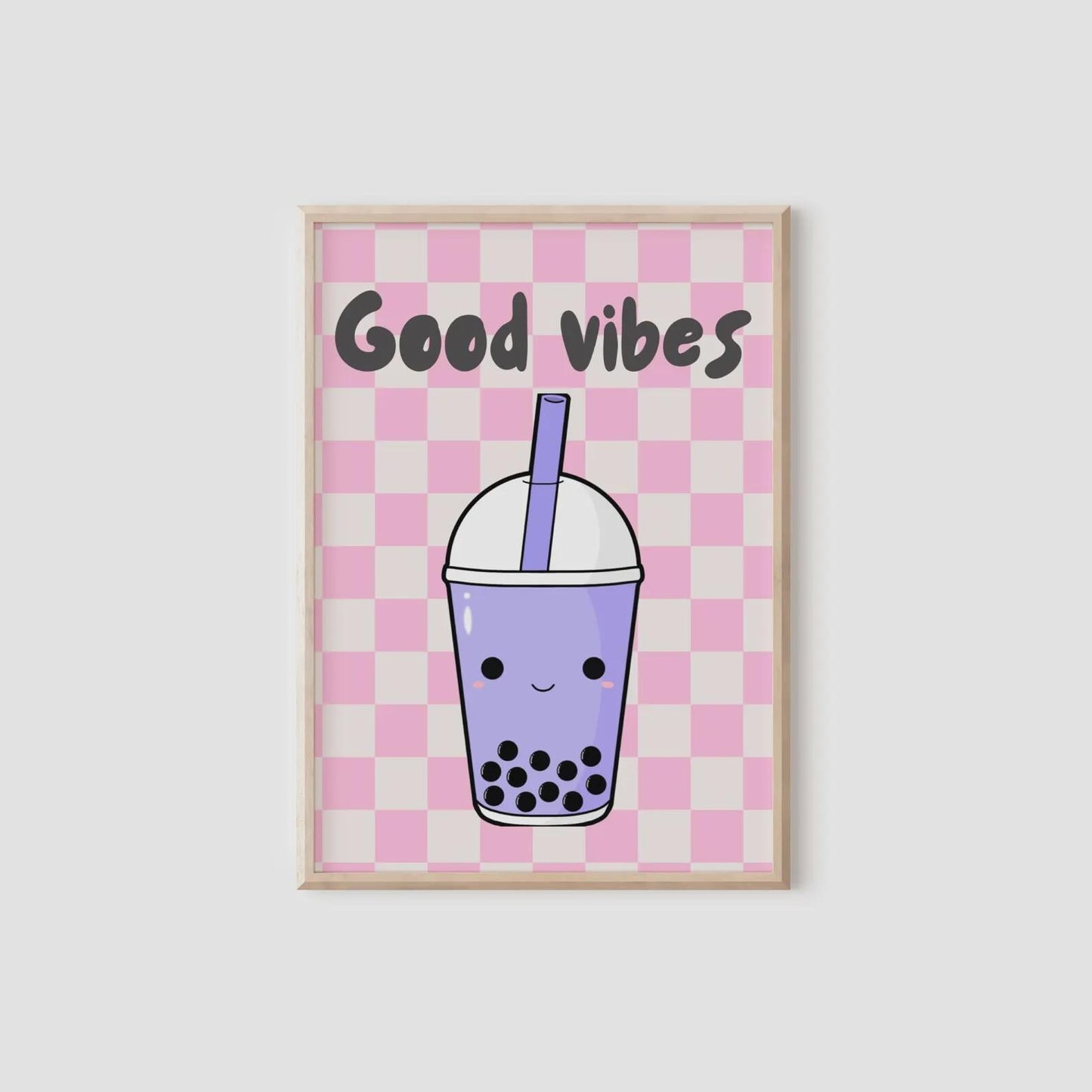 personalised girls retro wall print set for childrens bedroom or playroom, bubble tea art