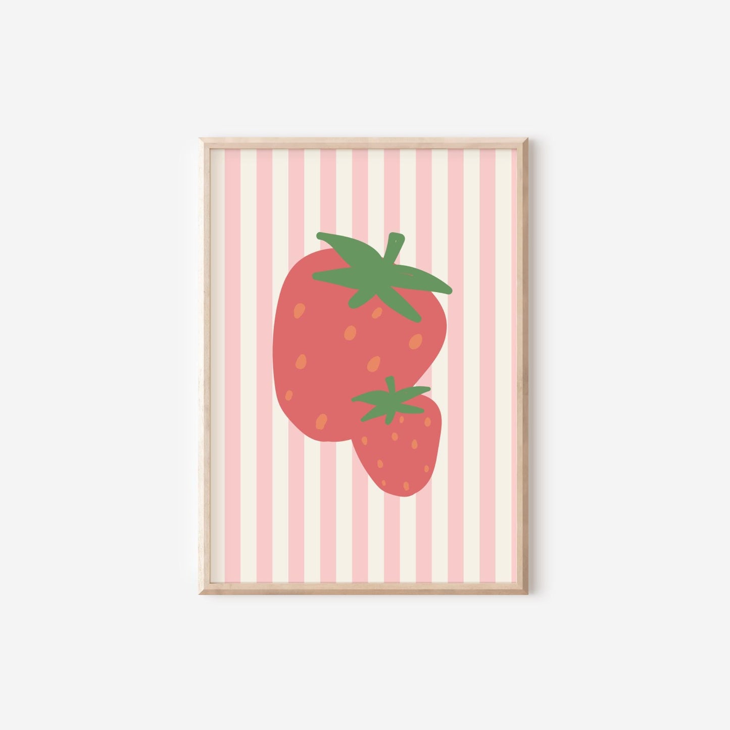 pretty strawberry pink striped wall print set for girls bedroom or nursery