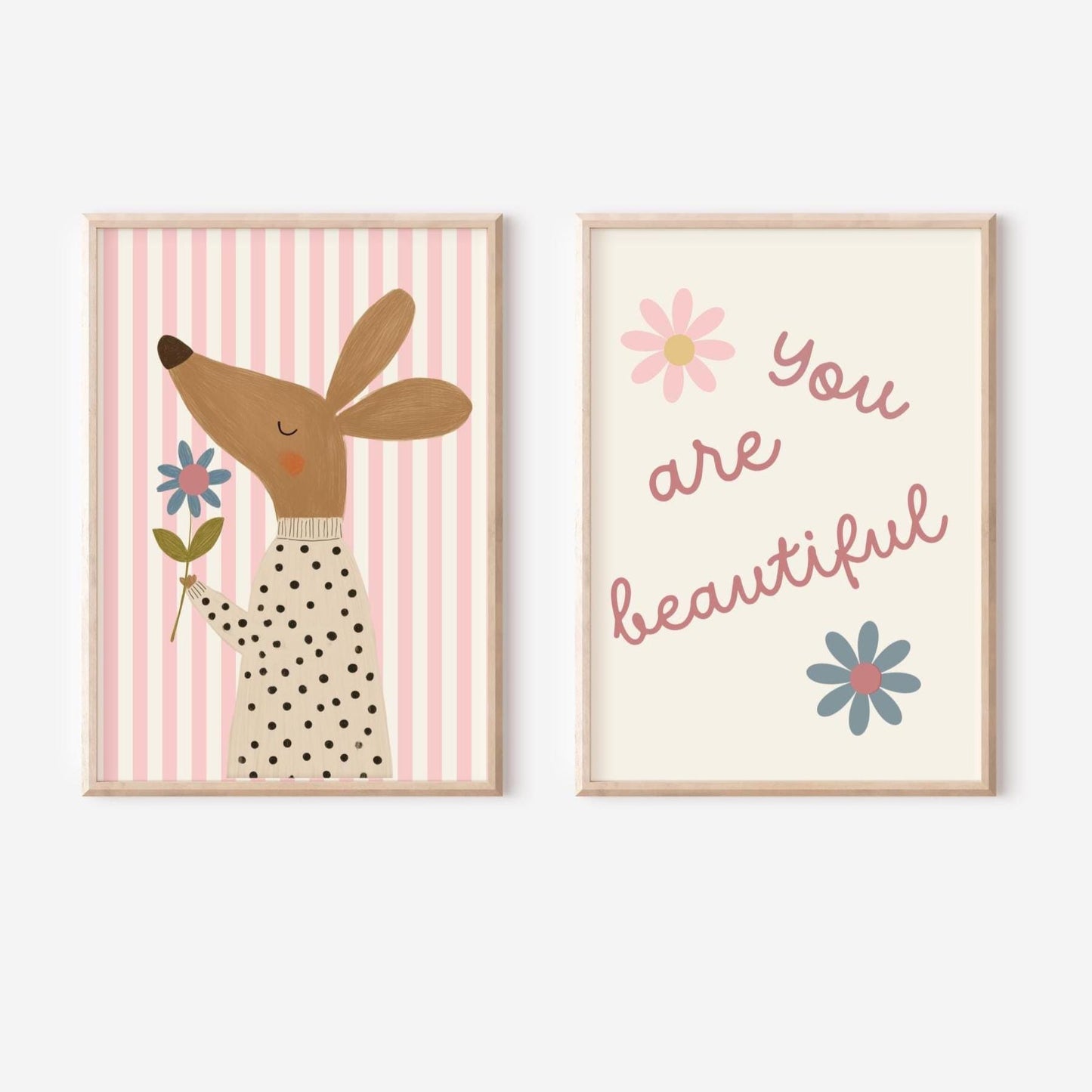 you are beautiful cute floral animal print set for girls nursery, bedroom or playroom