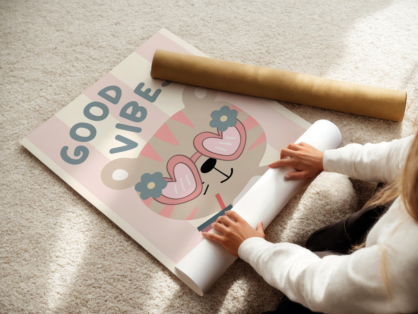 Retro Tiger Bubble Tea Print: Good Vibes Nursery Wall Art