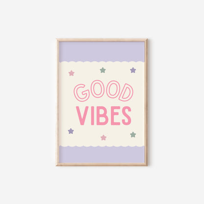 Good vibes girls bubble tea reto personalised name print set for a childrens bedroom
