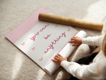Girls Affirmation Print: Pink Scallop Heart Nursery Decor