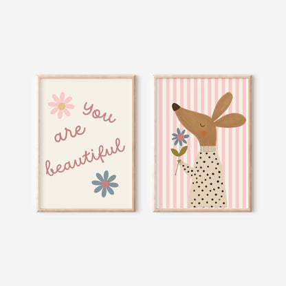Personalised Girls Room Prints: Pink Affirmation Quote Gallery Wall Art