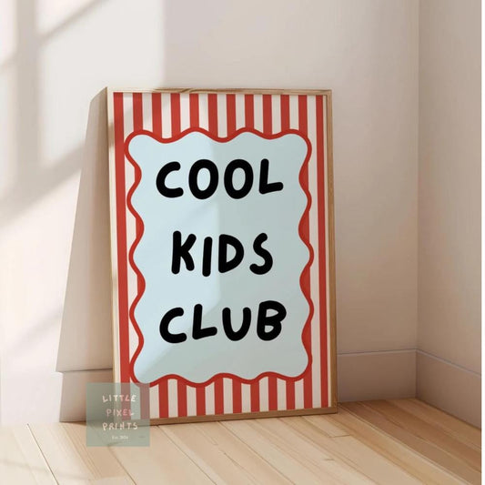 cool kids club childrens wall print for bedroom or nursery