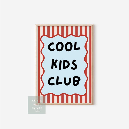 Cool Kids Club Print, Red and Blue Nursery Decor
