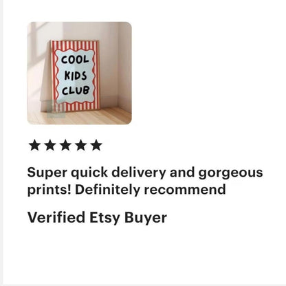 Cool Kids Club Print, Red and Blue Nursery Decor