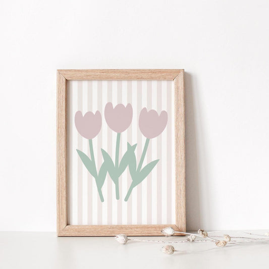Girls floral wall print for nursery or bedroom featuring tulips (print only)