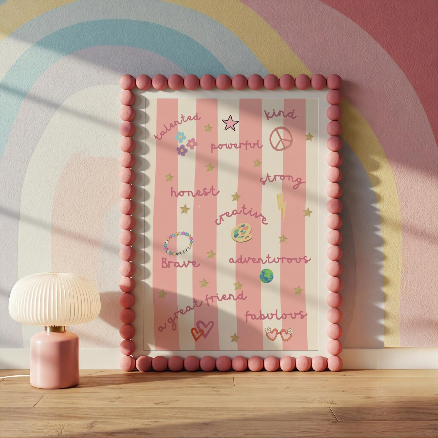 Personalised Floral Affirmation Print Set of 3: Pink Nursery Decor