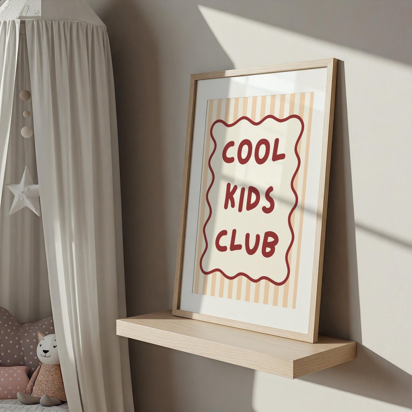 cool kids club childrens neutral wall print for bedroom or nursery