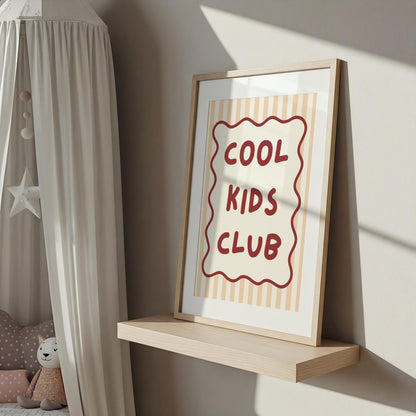 cool kids club childrens neutral wall print for bedroom or nursery
