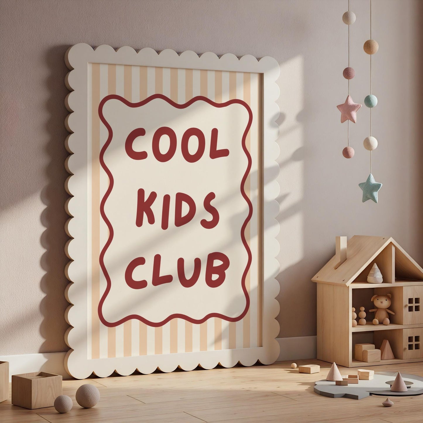 cool kids club childrens neutral wall print for bedroom or nursery