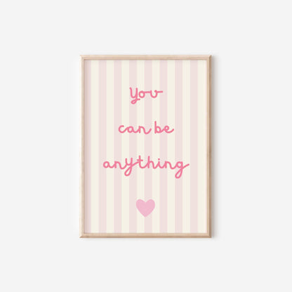 girls personalised affirmation pink print set of 3 for bedroom or nursery