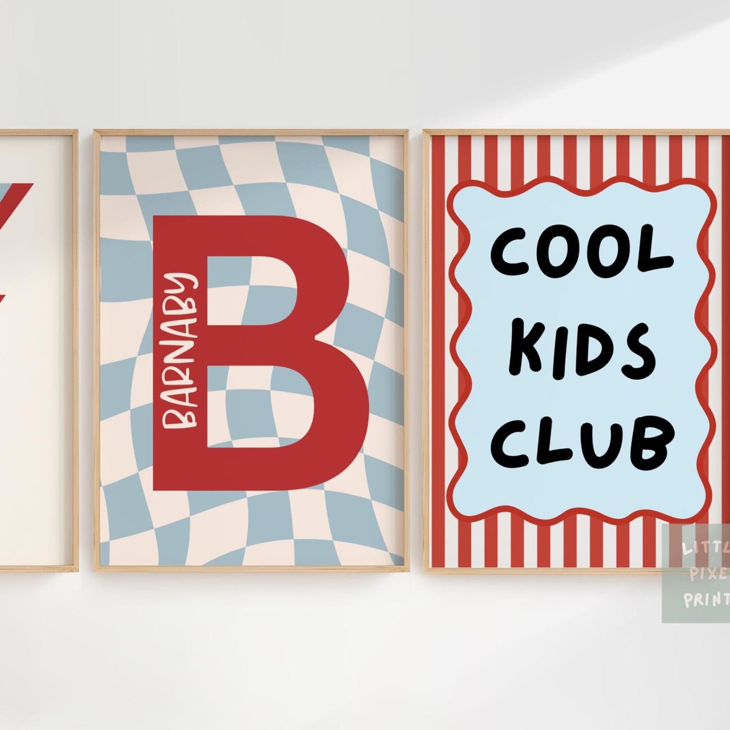cool kids club set of personalised 3 wall prints for childresn bedroom