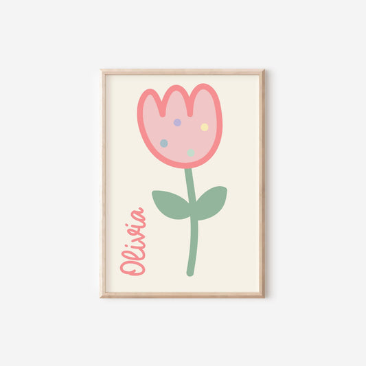 Personalised Girls' Affirmation Print Set: Tulip Nursery Decor