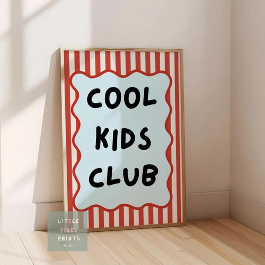 Cool Kids Club Print, Red & Blue Nursery Wall Art