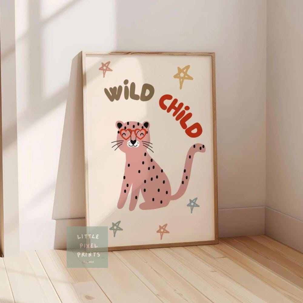 wild child scandi tiger childrens wall print for bedroom, nursery or playroom
