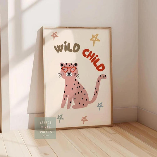 wild child scandi tiger childrens wall print for bedroom, nursery or playroom