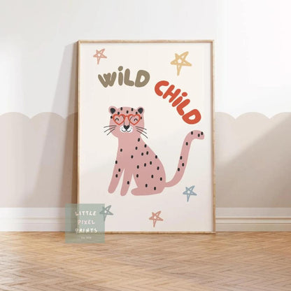 wild child scandi tiger childrens wall print for bedroom, nursery or playroom