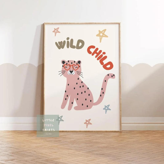 wild child scandi tiger childrens wall print for bedroom, nursery or playroom