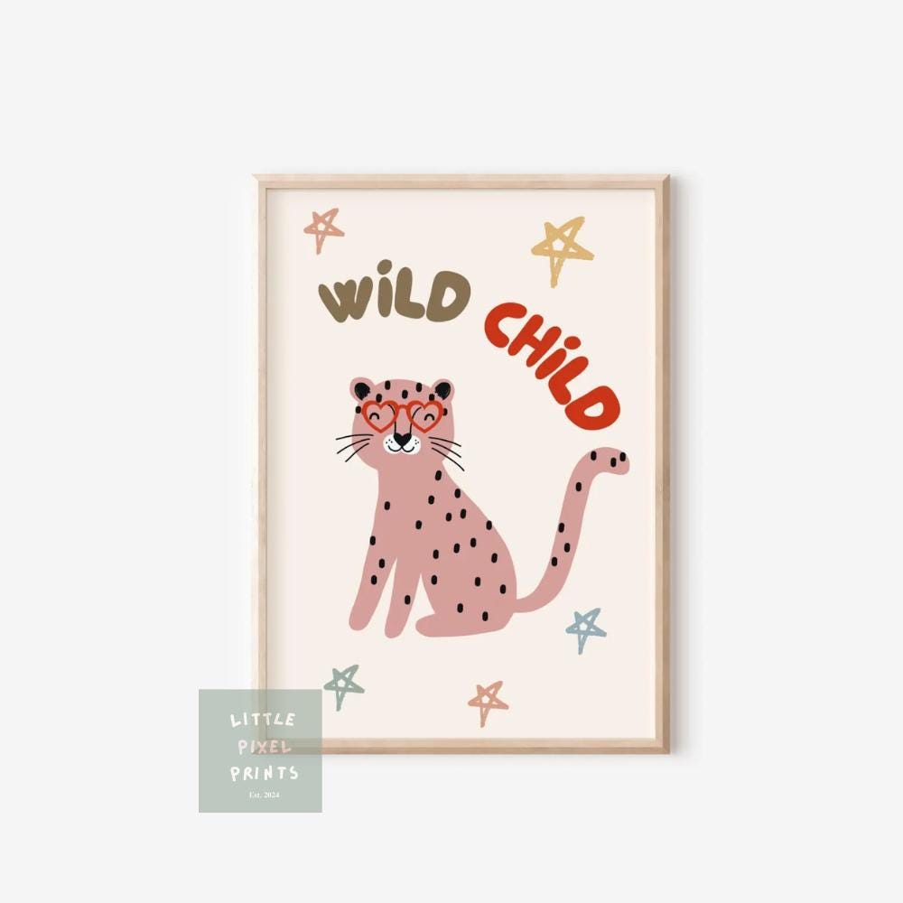 wild child scandi tiger childrens wall print for bedroom, nursery or playroom