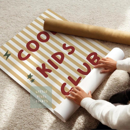 cool kids club neutral wall poster for bedroom, nursery or playroom