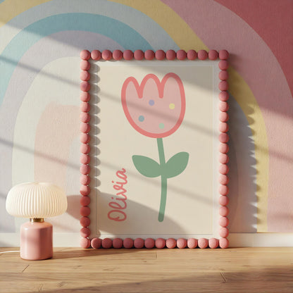 Personalised Floral Affirmation Print Set of 3: Pink Nursery Decor