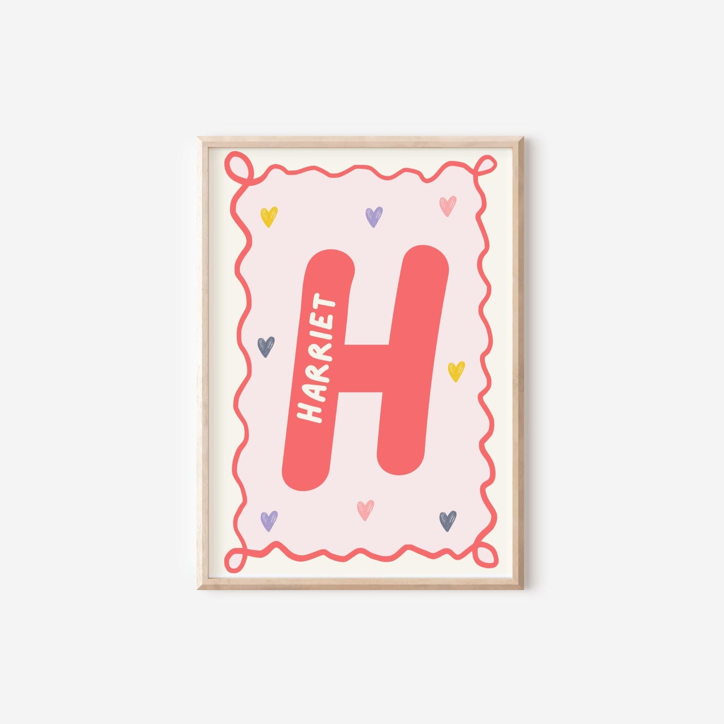girls bright initial and name print for bedroom or nursery